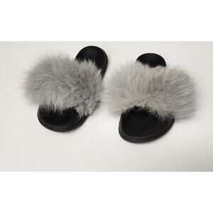 Women's Fashionable Furry Summer Slipper Flat Indoor/Outdoor Sandals US 8/9